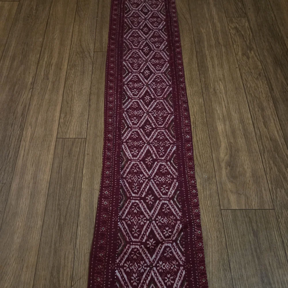 Boho Wine Red Geometric Long Scarf Oblong Lightweight Retro Folk Print